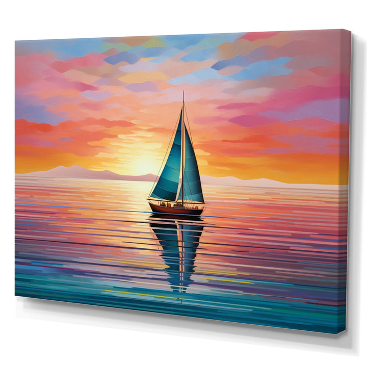 Sailboat Abstract Horizon I - Boat Sailing Canvas Wall Art