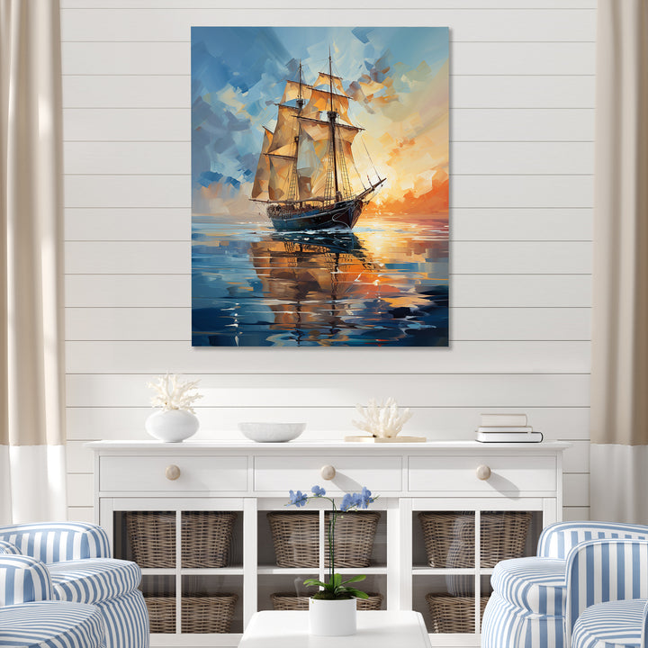 Sailboat Abstract Maritime Symphony I - Boat Sailing Canvas Wall Art