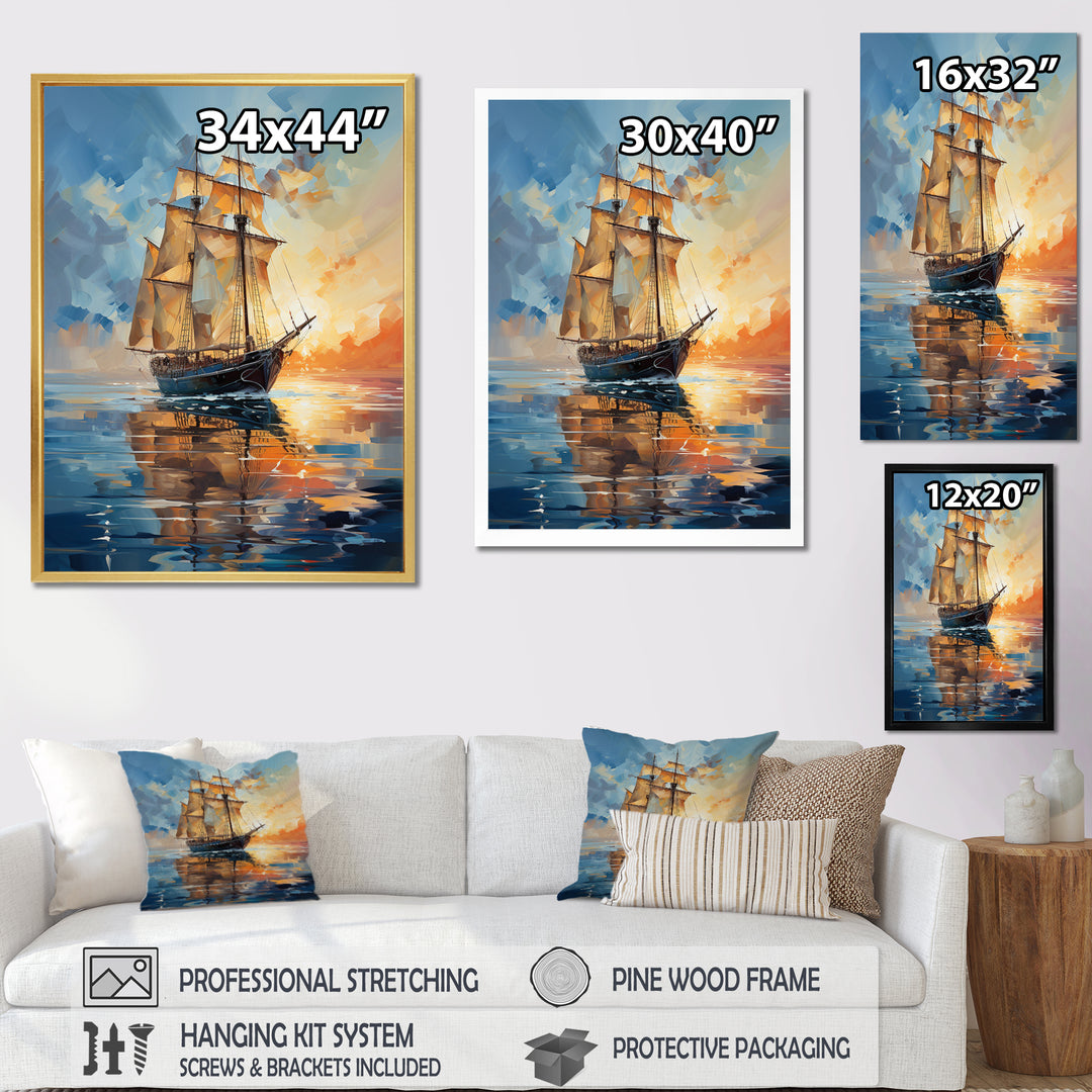 Sailboat Abstract Maritime Symphony I - Boat Sailing Canvas Wall Art