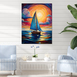 Sailboat Abstract Tides - Boat Sailing Canvas Wall Art