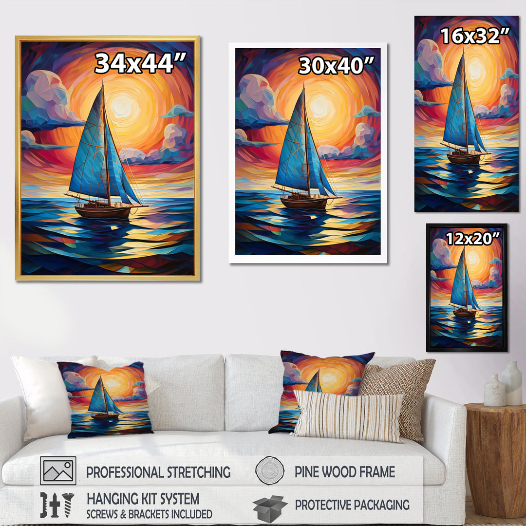Sailboat Abstract Tides - Boat Sailing Canvas Wall Art
