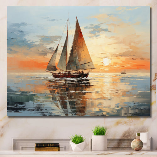 Minimalism Sailboat Rhythms I - Boat Sailing Canvas Wall Art
