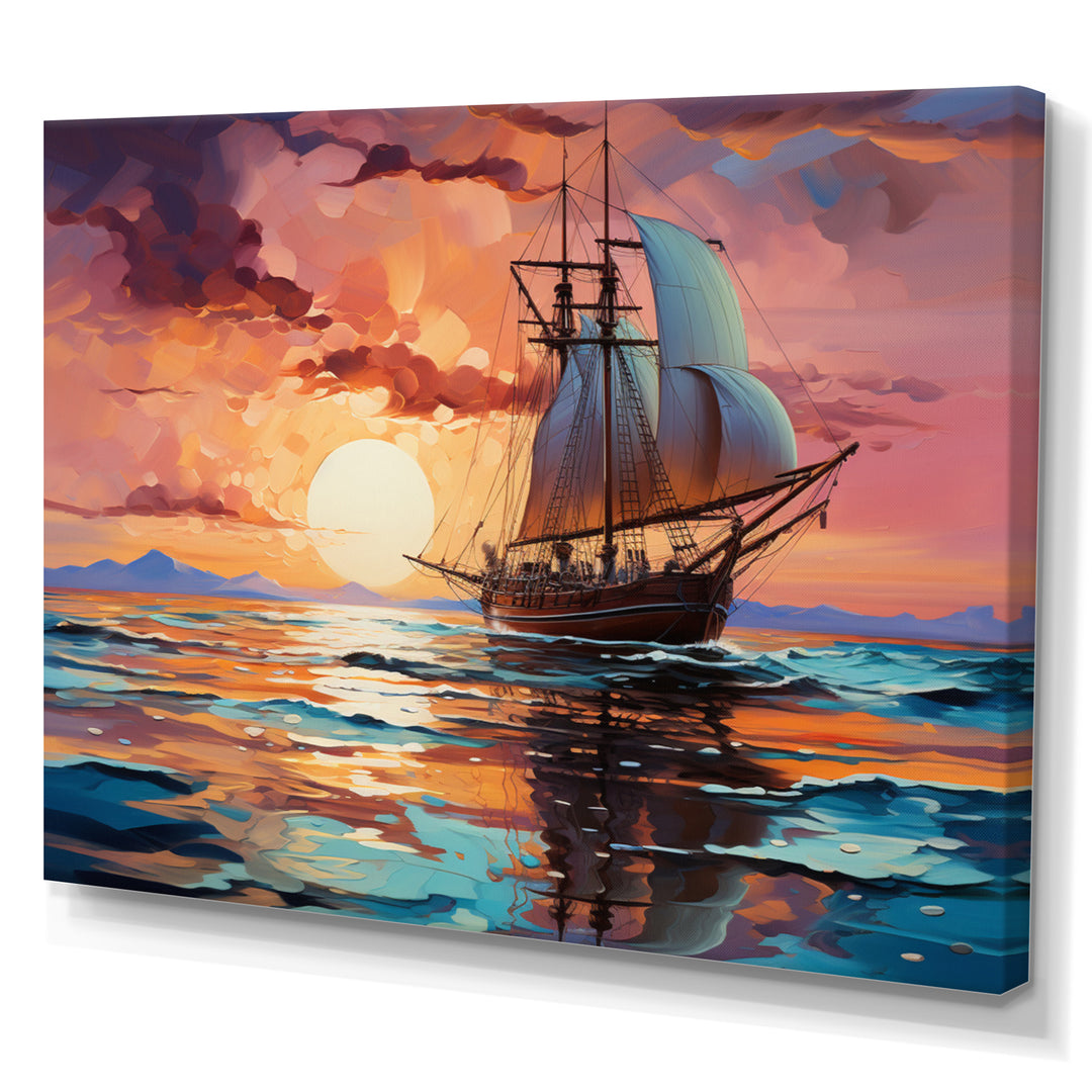 Sailboat Fluid Horizons I - Boat Sailing Canvas Wall Art