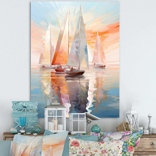 Minimalism Sailboat Rhythms IX - Transportation Canvas Wall Art