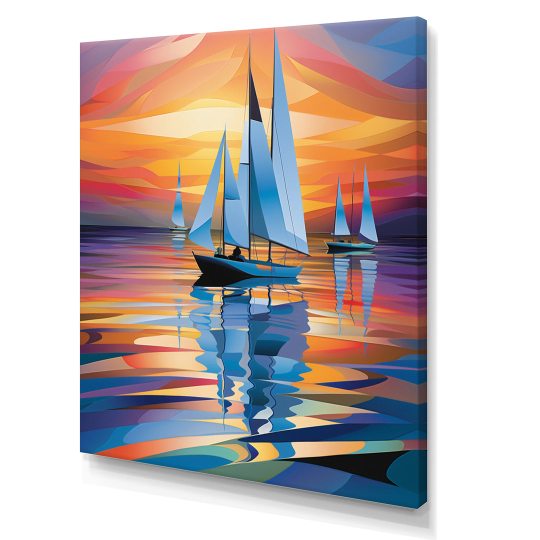 Sailboat Harmony At Sea - Boat Sailing Canvas Wall Art
