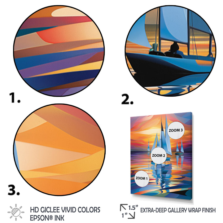 Sailboat Harmony At Sea - Boat Sailing Canvas Wall Art