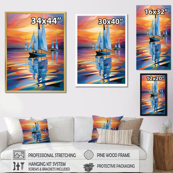 Sailboat Harmony At Sea - Boat Sailing Canvas Wall Art