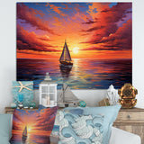 Sailboat Sailing Into Sunset I - Boat Sailing Canvas Wall Art