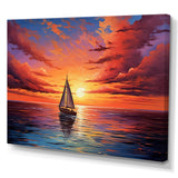 Sailboat Sailing Into Sunset I - Boat Sailing Canvas Wall Art