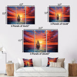 Sailboat Sailing Into Sunset I - Boat Sailing Canvas Wall Art