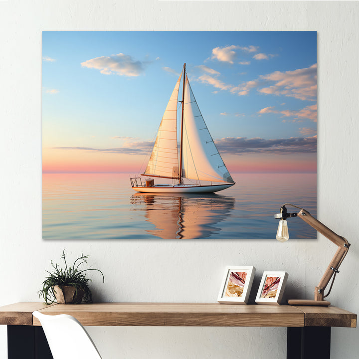 Sailboat Solitary Sail - Boat Sailing Canvas Wall Art