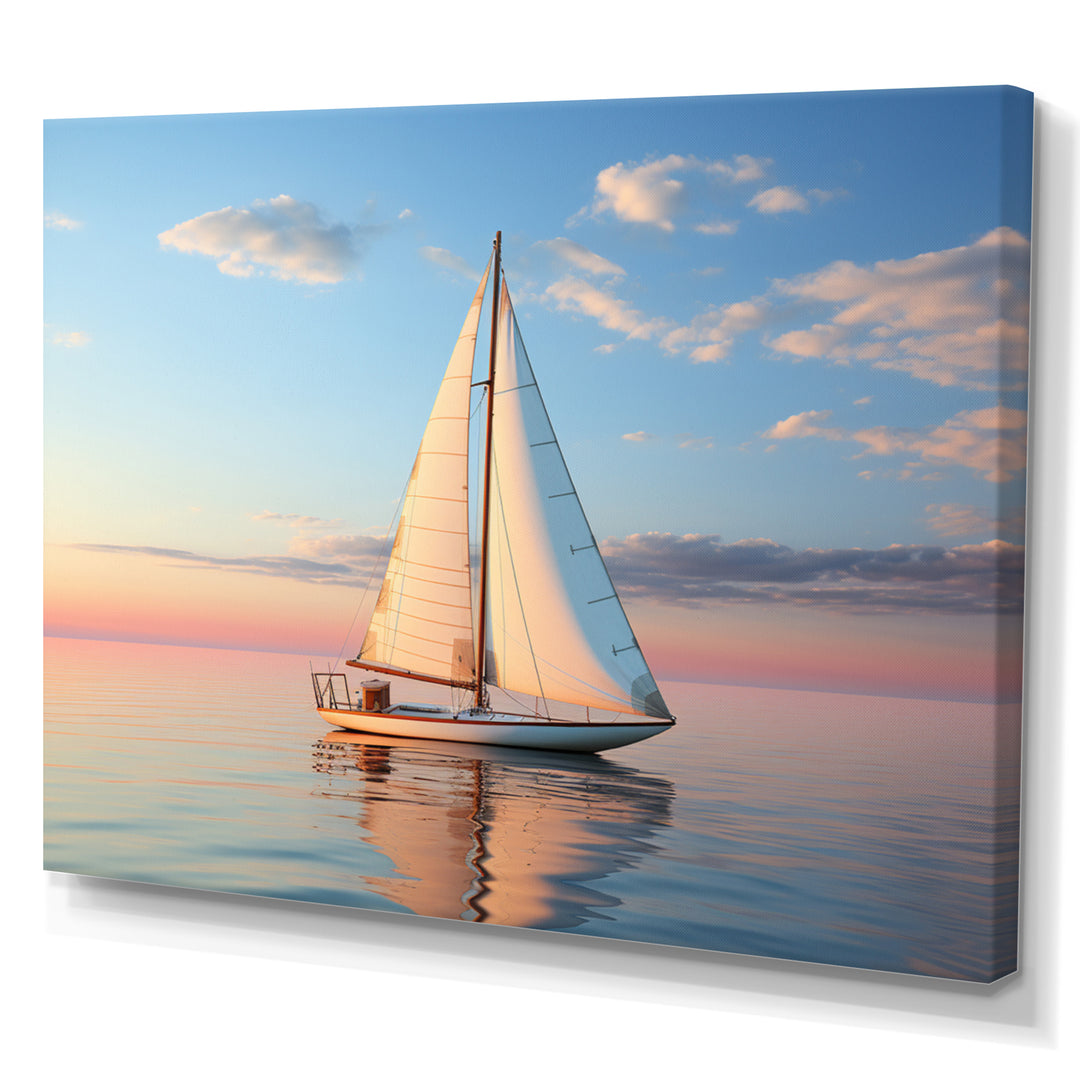 Sailboat Solitary Sail - Boat Sailing Canvas Wall Art