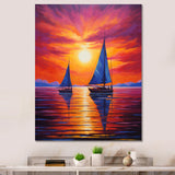 Sailboat Sunset Sails - Boat Sailing Canvas Wall Art
