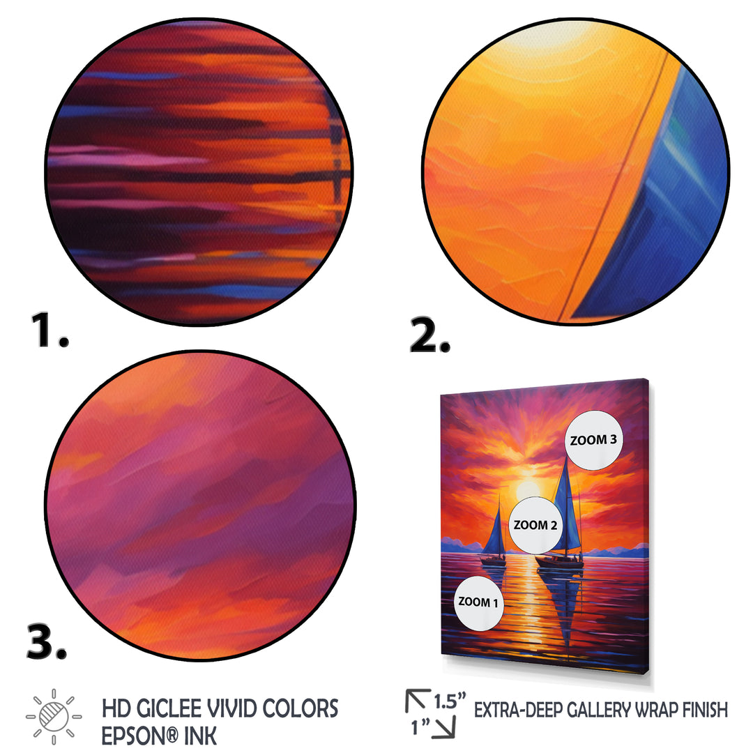 Sailboat Sunset Sails - Boat Sailing Canvas Wall Art