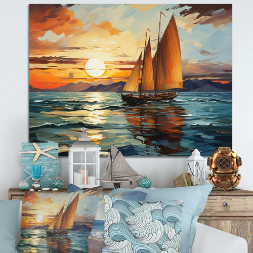 Sailboat Surreal Voyage - Transportation Canvas Wall Art