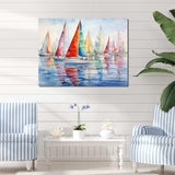 Miminimlaism Watercolor Regatta III - Transportation Canvas Wall Art