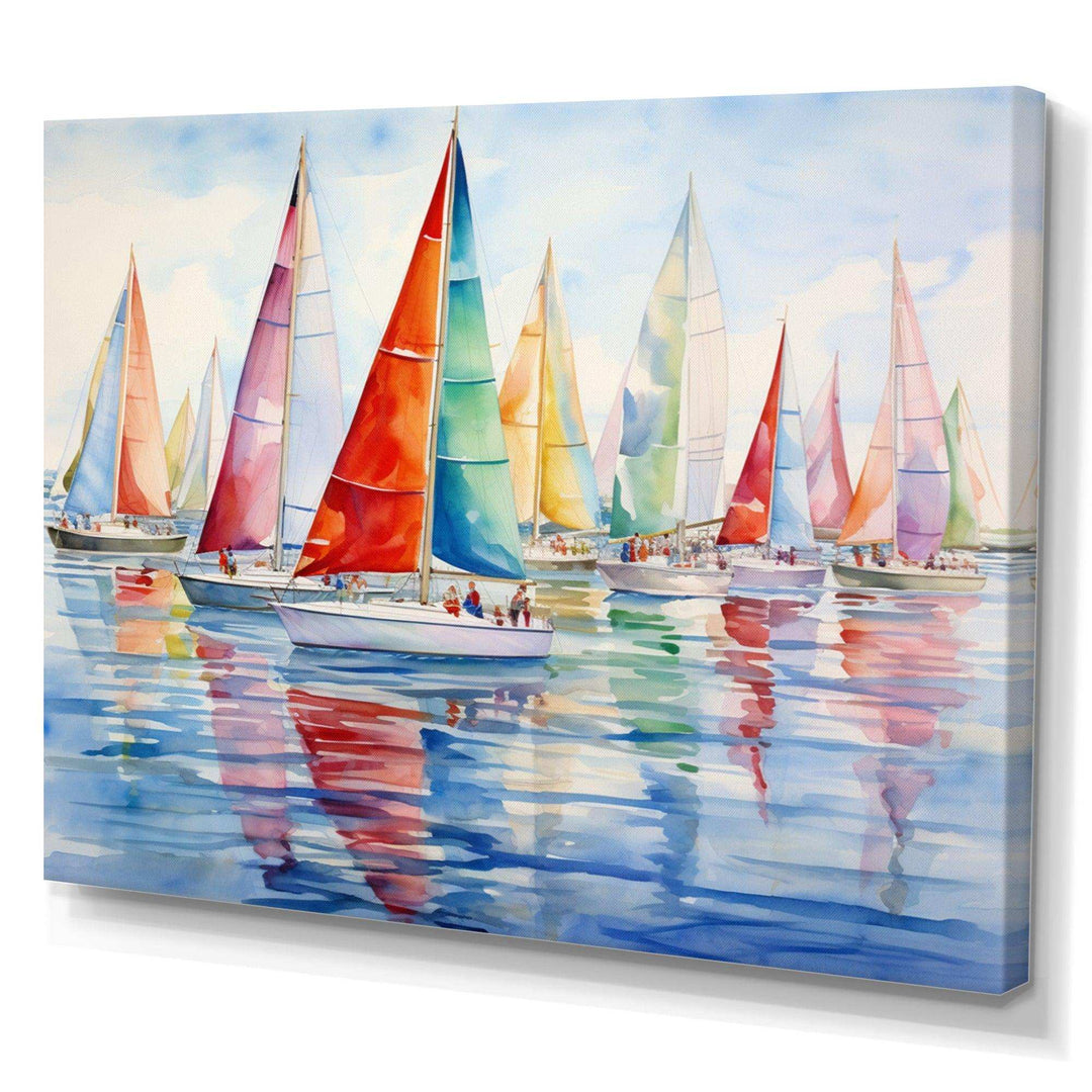 Miminimlaism Watercolor Regatta III - Transportation Canvas Wall Art