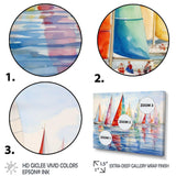 Miminimlaism Watercolor Regatta III - Transportation Canvas Wall Art