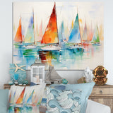 Minimalism Watercolor Regatta I - Boat Sailing Canvas Wall Art