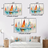 Minimalism Watercolor Regatta I - Boat Sailing Canvas Wall Art