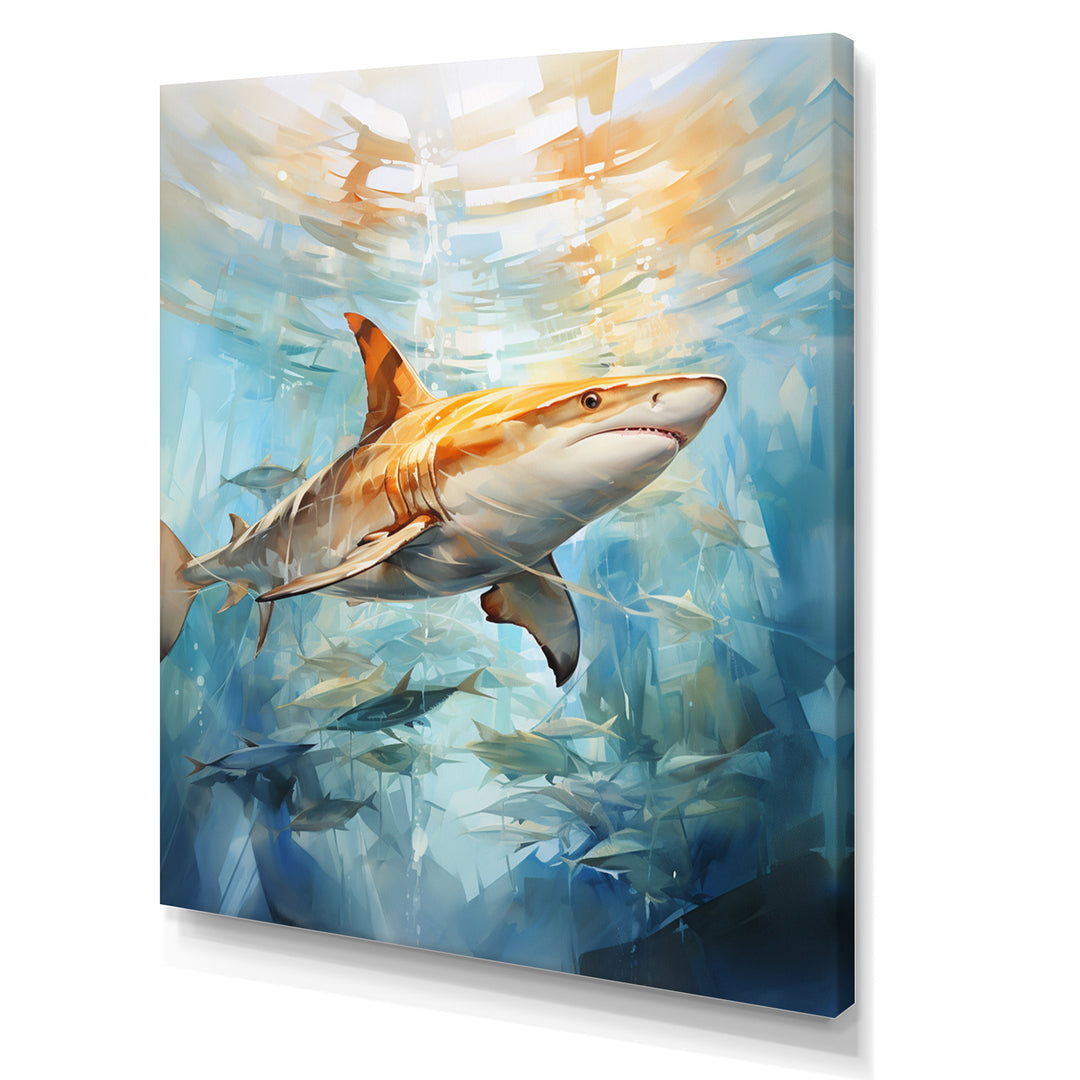 Blue Beige Sailboat Watercolor Sails - Shark Wall Decor