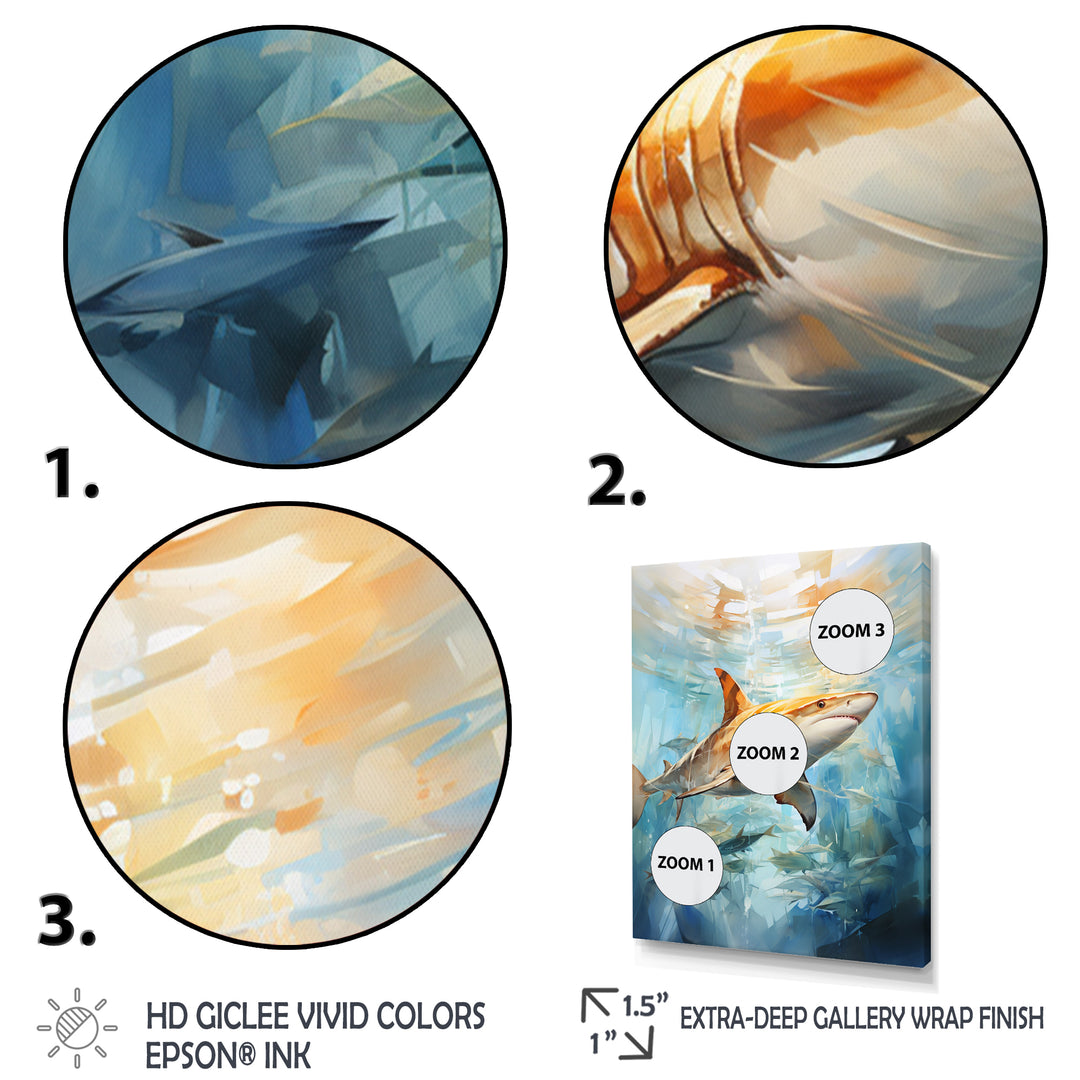 Blue Beige Sailboat Watercolor Sails - Shark Wall Decor