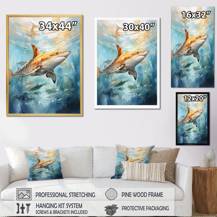 Blue Beige Sailboat Watercolor Sails - Shark Wall Decor