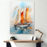 Sailboat Watercolor Sails - Boat Sailing Canvas Wall Art