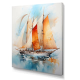 Sailboat Watercolor Sails - Boat Sailing Canvas Wall Art