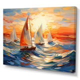 Sailboat Whirling Waves - Boat Sailing Canvas Wall Art