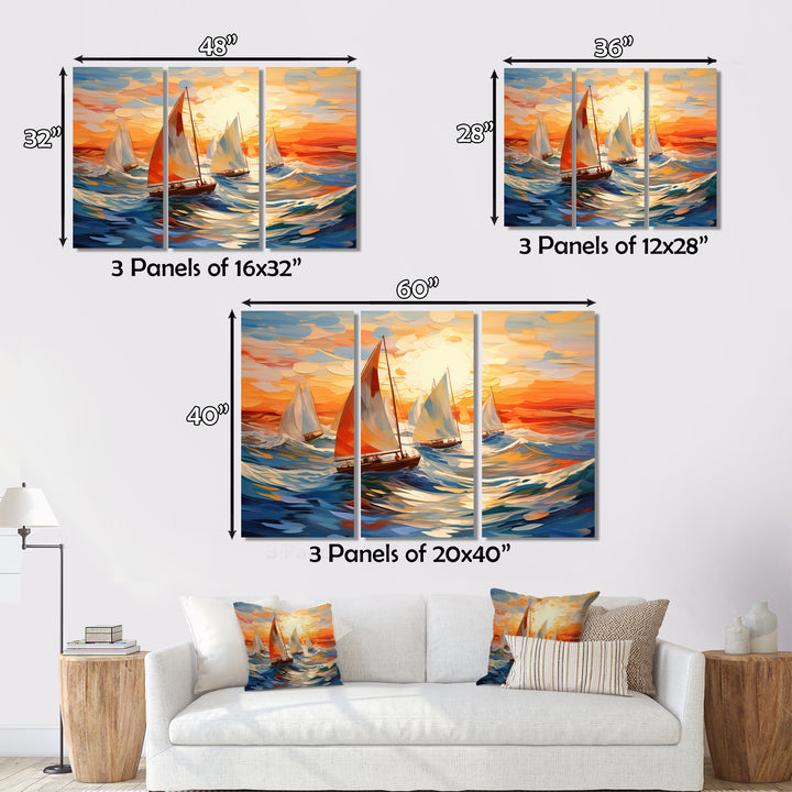 Sailboat Whirling Waves - Boat Sailing Canvas Wall Art