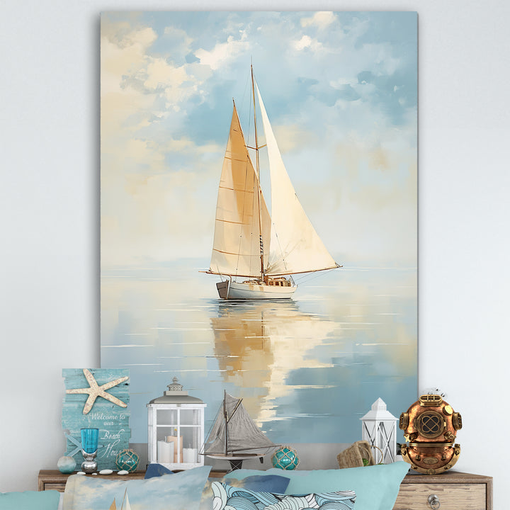 Sailboat Whispering Breezes I - Boat Sailing Canvas Wall Art