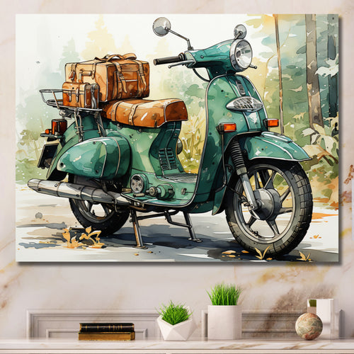 Green Scooter All Purpose Utility - Scooter Canvas Wall Art