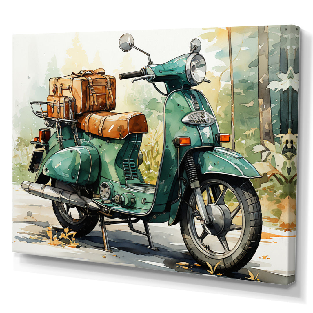 Green Scooter All Purpose Utility - Scooter Canvas Wall Art