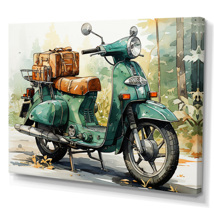 Green Scooter All Purpose Utility - Scooter Canvas Wall Art