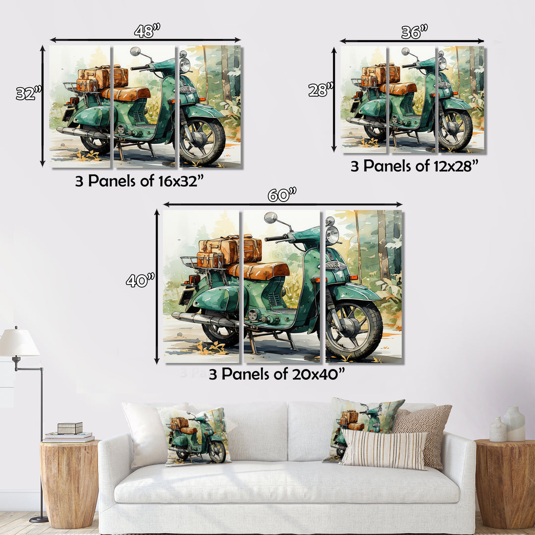 Green Scooter All Purpose Utility - Scooter Canvas Wall Art
