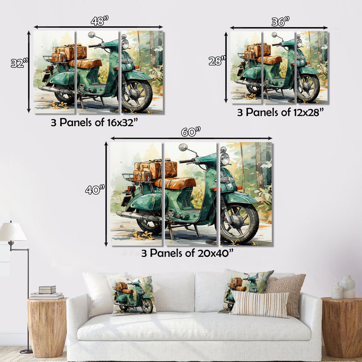 Green Scooter All Purpose Utility - Scooter Canvas Wall Art