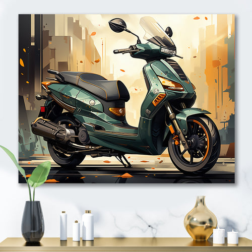 Green Scooter Cafe Racer - Scooter Canvas Wall Art