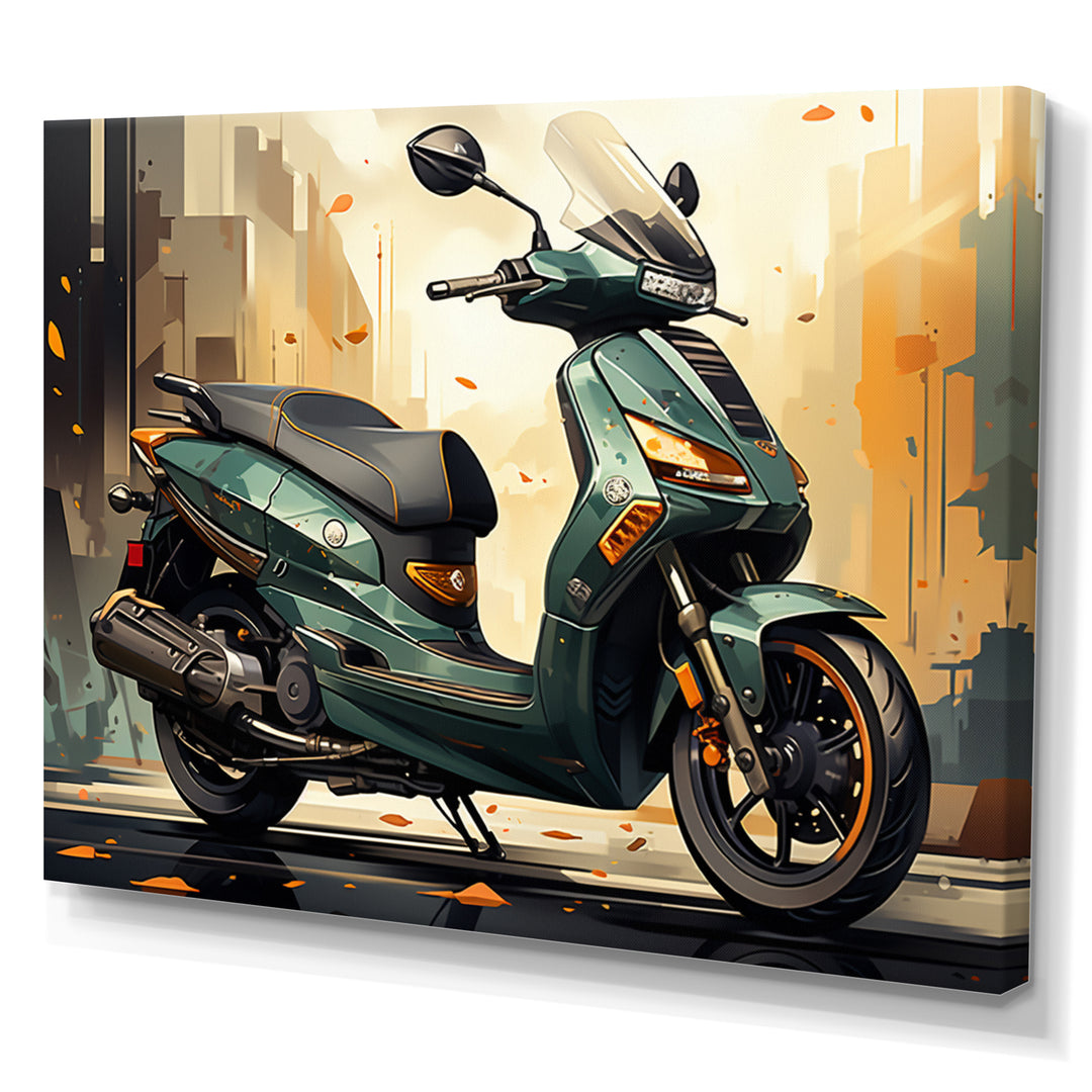 Green Scooter Cafe Racer - Scooter Canvas Wall Art