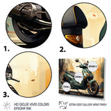 Green Scooter Cafe Racer - Scooter Canvas Wall Art