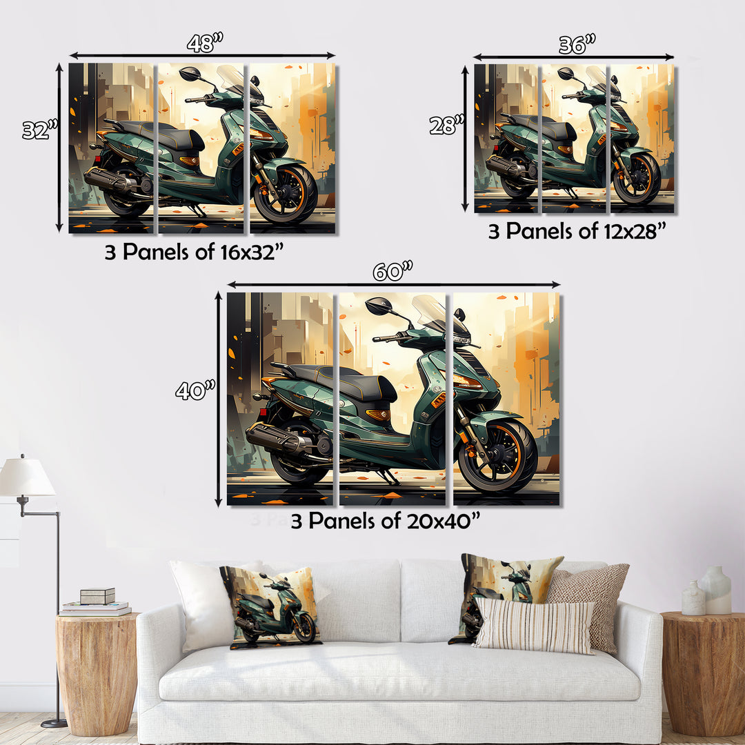 Green Scooter Cafe Racer - Scooter Canvas Wall Art