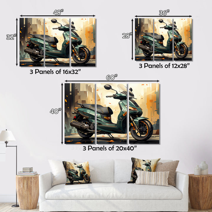 Green Scooter Cafe Racer - Scooter Canvas Wall Art