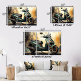 Green Scooter Cafe Racer - Scooter Canvas Wall Art