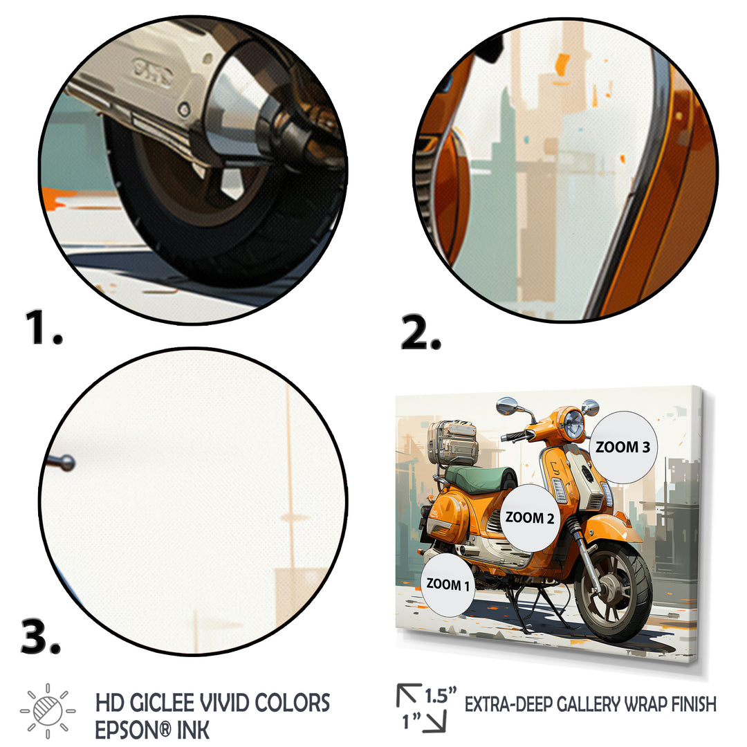 Orange Scooter Caf Racer - Scooter Canvas Wall Art