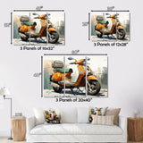 Orange Scooter Caf Racer - Scooter Canvas Wall Art