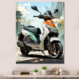 White Coral Scooter City Cruiser - Scooter Canvas Wall Art