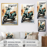 Green Scooter City Cruiser - Scooter Canvas Wall Art