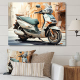 Beige Scooter City Explorer - Scooter Canvas Wall Art