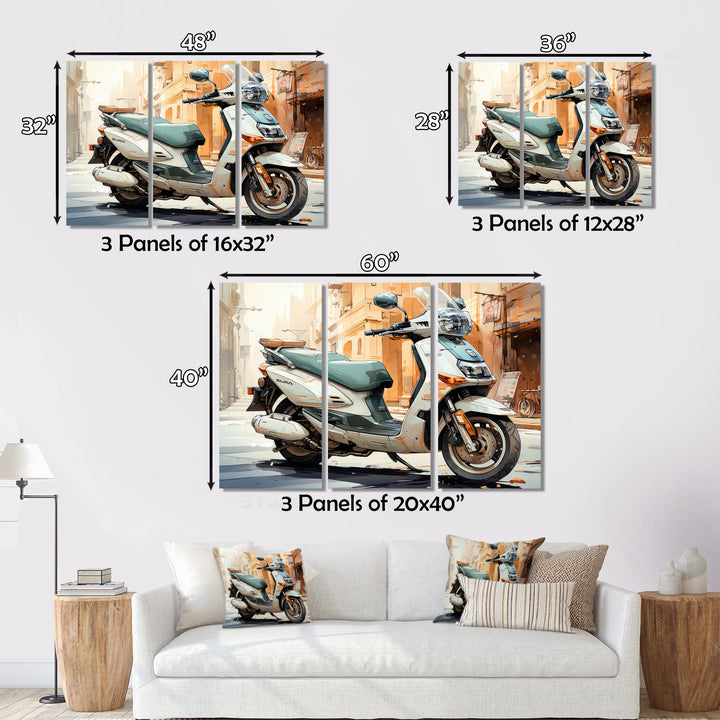 Beige Scooter City Explorer - Scooter Canvas Wall Art