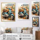 Turquoise Scooter Coastal Flowers - Scooter Canvas Wall Art